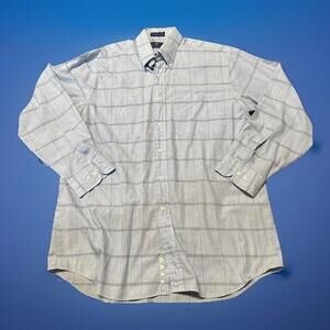Vintage‎ Woodward Shirt Men M 16.5 32/33 Blue Plaid Long Sleeve Button-Down XL